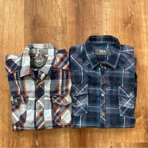 Lot 2 BKE Men's XL Plaid Shirts Long Sleeve Button Up Western Cowboy Casual